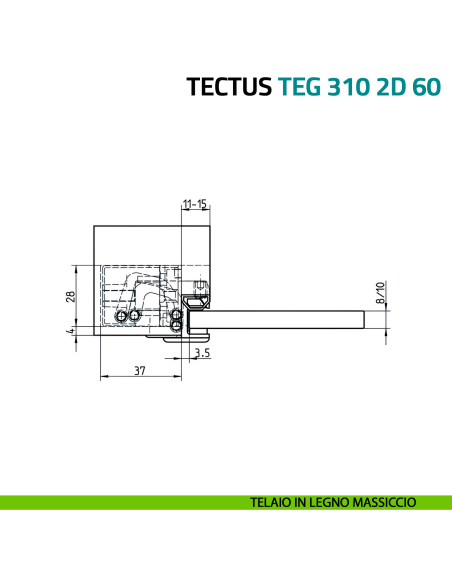 Cerniera per porta in vetro Simonswerk Tectus Glass TEG 310 2D 60 portata 60 kg - telaio in legno massiccio