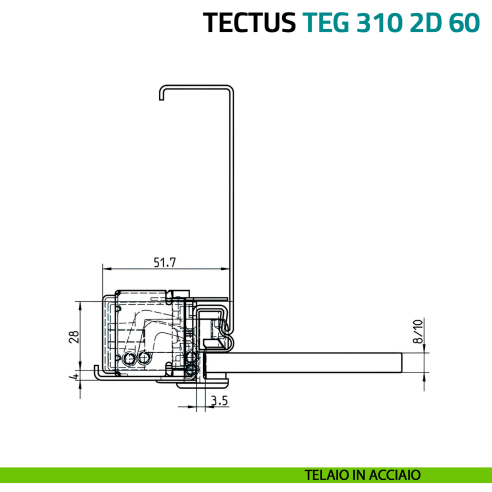 Cerniera per porta in vetro Simonswerk Tectus Glass TEG 310 2D 60 portata 60 kg - telaio in acciaio