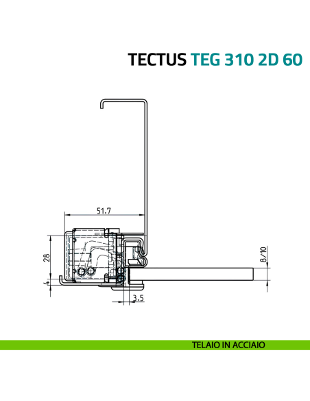 Cerniera per porta in vetro Simonswerk Tectus Glass TEG 310 2D 60 portata 60 kg - telaio in acciaio