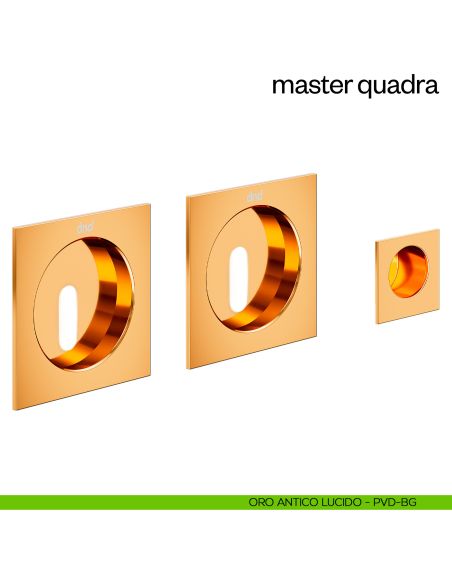 Maniglia incasso Master Quadra con foro chiave e serratura dnd oro antico lucido