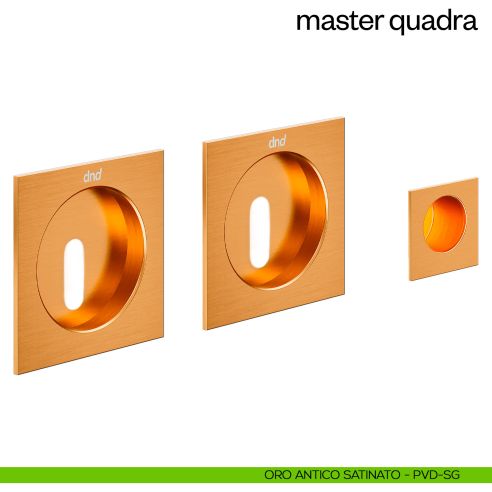 Maniglia incasso Master Quadra con foro chiave e serratura dnd oro antico satinato