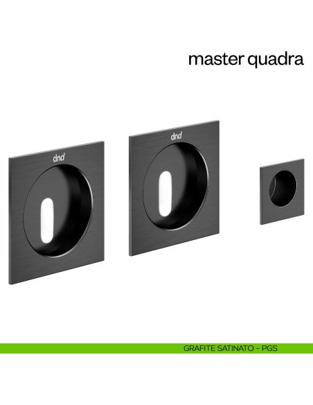 Maniglia incasso Master Quadra con foro chiave e serratura dnd grafite satinato