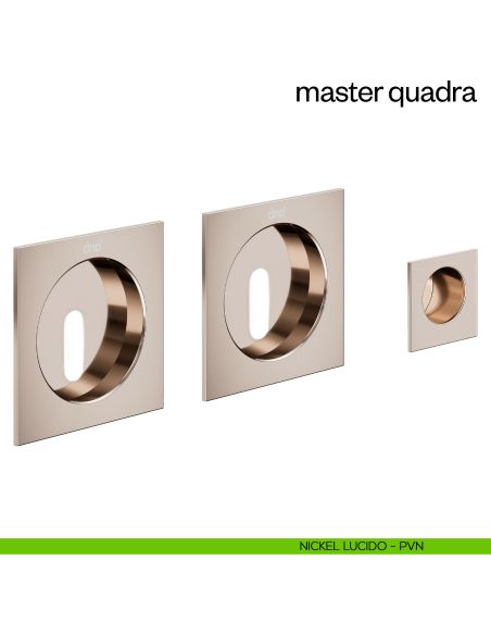 Maniglia incasso Master Quadra con foro chiave e serratura dnd nickel lucido