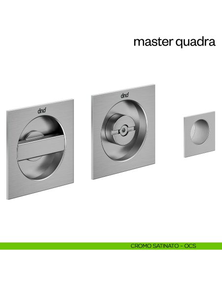 Maniglia incasso Master Quadra con nottolino e serratura dnd cromo satinato