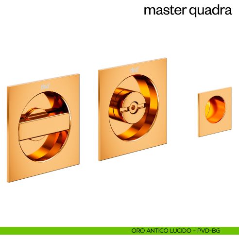 Maniglia incasso Master Quadra con nottolino e serratura dnd oro antico lucido