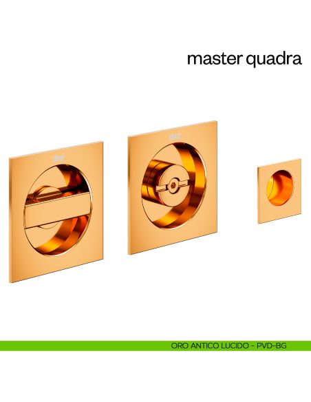Maniglia incasso Master Quadra con nottolino e serratura dnd oro antico lucido
