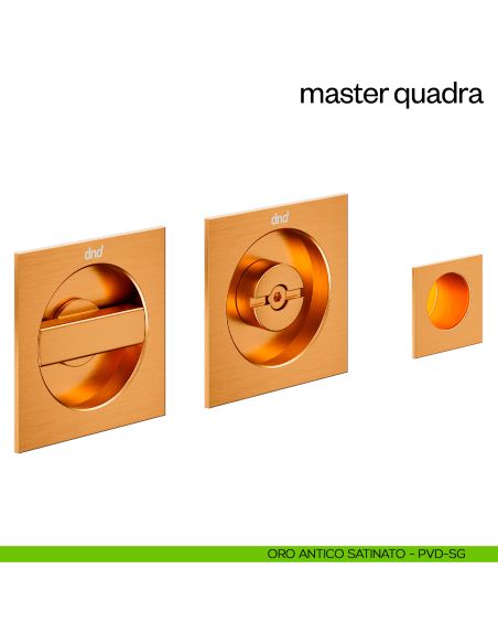 Maniglia incasso Master Quadra con nottolino e serratura dnd oro antico satinato
