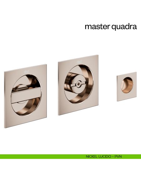 Maniglia incasso Master Quadra con nottolino e serratura dnd nickel lucido