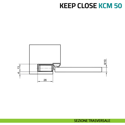 Magnete di chiusura per porte Simonswerk Keep Close KCM 50 - sezione trasversale