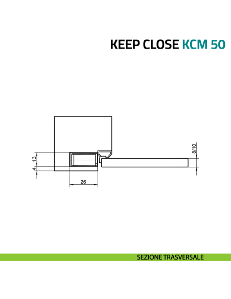 Magnete di chiusura per porte Simonswerk Keep Close KCM 50 - sezione trasversale