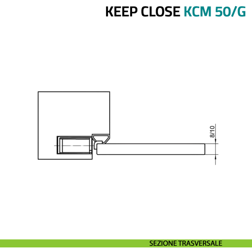 Incontro magnetico per porta in vetro Simonswerk Keep Close KCM 50/G - sezione trasversale