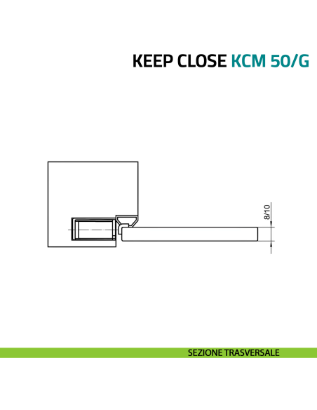 Incontro magnetico per porta in vetro Simonswerk Keep Close KCM 50/G - sezione trasversale