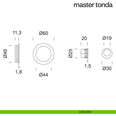 Maniglia incasso Master Tonda cieca dnd disegno