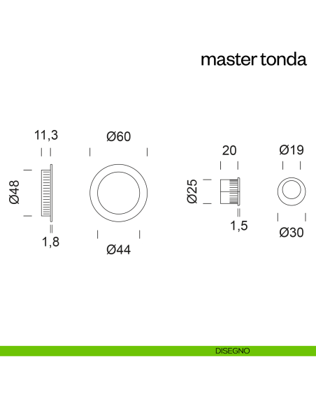 Maniglia incasso Master Tonda cieca dnd disegno