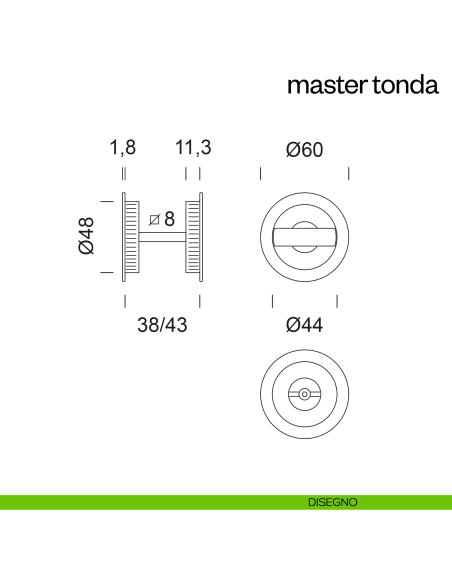 Maniglia incasso Master Tonda con nottolino dnd disegno