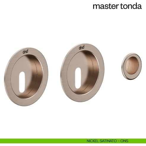 Maniglia incasso Master Tonda con foro chiave e serratura dnd nickel satinato