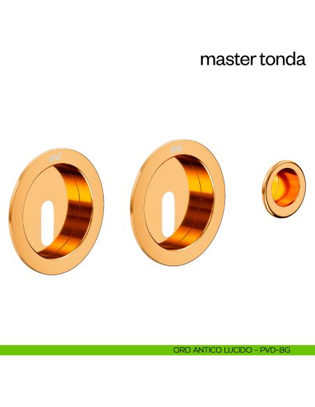 Maniglia incasso Master Tonda con foro chiave e serratura dnd oro antico lucido