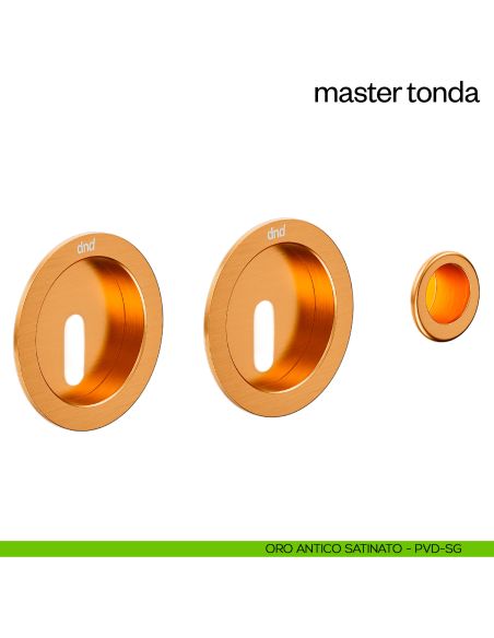 Maniglia incasso Master Tonda con foro chiave e serratura dnd oro antico satinato
