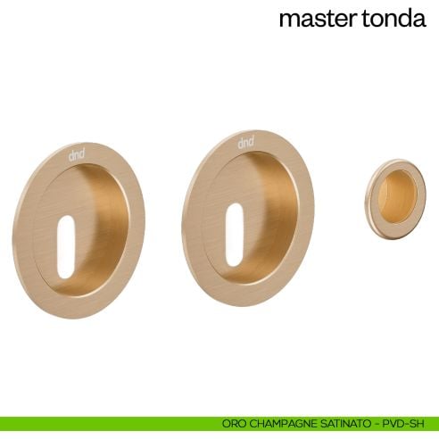 Maniglia incasso Master Tonda con foro chiave e serratura dnd oro champagne satinato