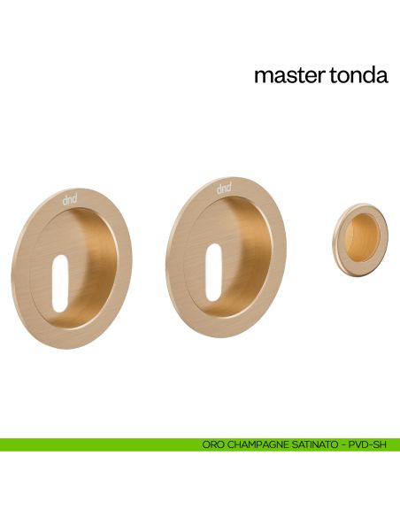 Maniglia incasso Master Tonda con foro chiave e serratura dnd oro champagne satinato
