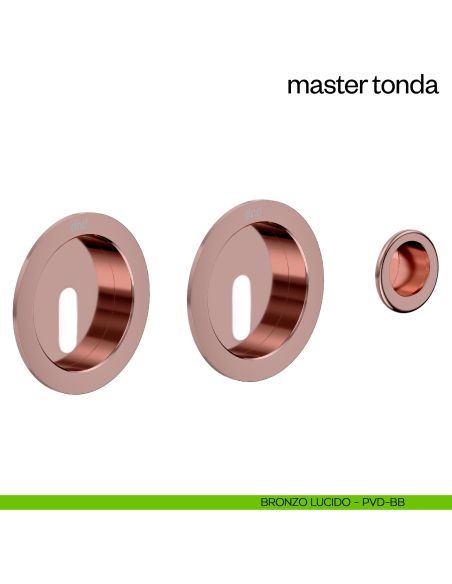 Maniglia incasso Master Tonda con foro chiave e serratura dnd bronzo lucido