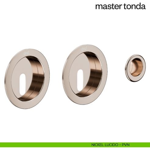 Maniglia incasso Master Tonda con foro chiave e serratura dnd nickel lucido