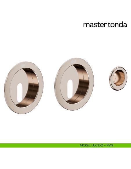 Maniglia incasso Master Tonda con foro chiave e serratura dnd nickel lucido