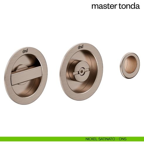 Maniglia incasso Master Tonda con nottolino e serratura dnd nickel satinato