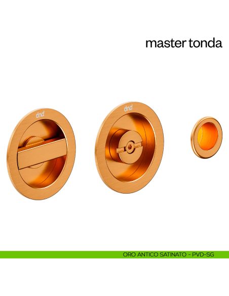 Maniglia incasso Master Tonda con nottolino e serratura dnd oro antico satinato