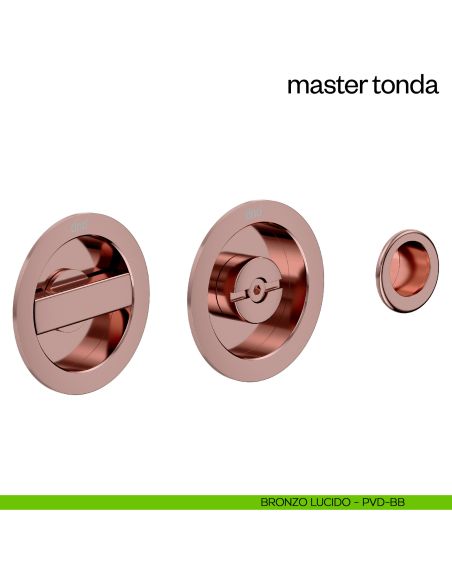 Maniglia incasso Master Tonda con nottolino e serratura dnd bronzo lucido