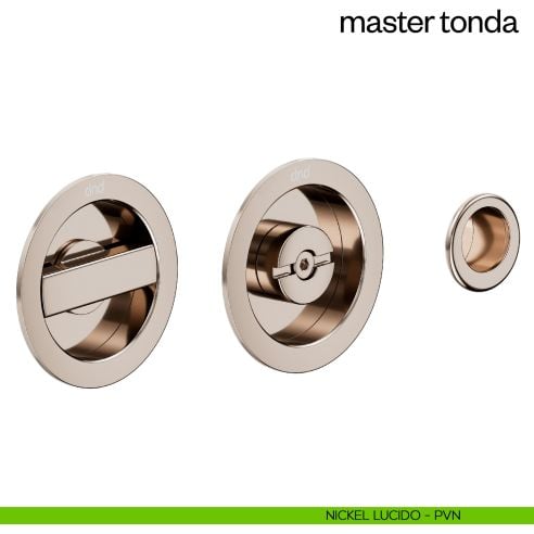 Maniglia incasso Master Tonda con nottolino e serratura dnd nickel lucido