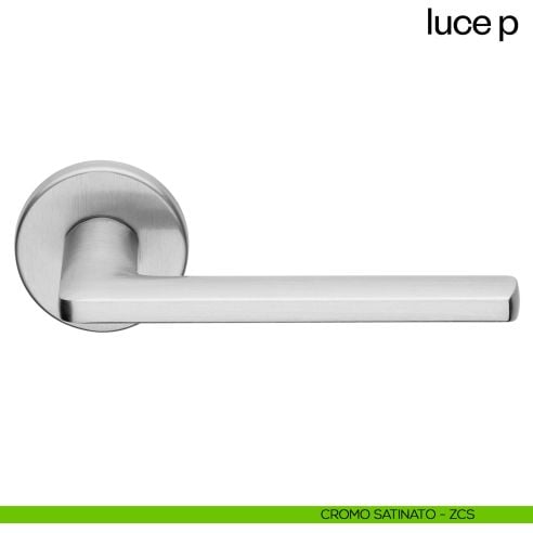 Maniglia per porta Luce P dnd handles con rosetta tonda cromo satinato