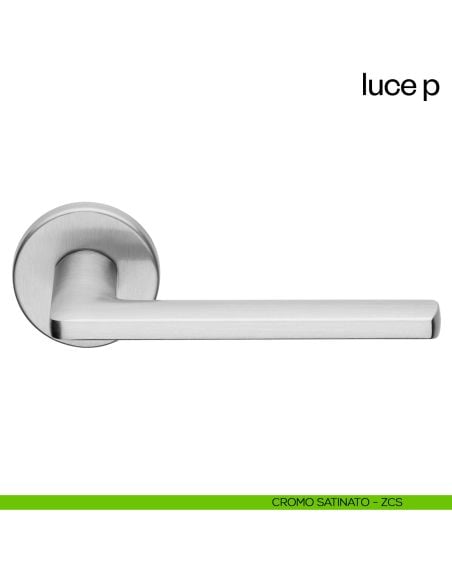 Maniglia per porta Luce P dnd handles con rosetta tonda cromo satinato