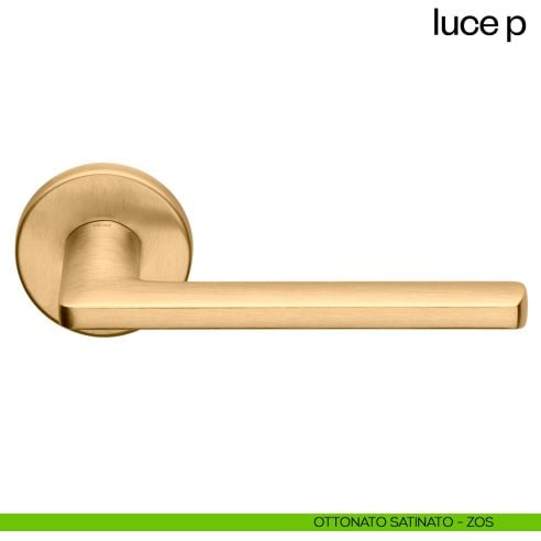 Maniglia per porta Luce P dnd handles con rosetta tonda ottonato satinato