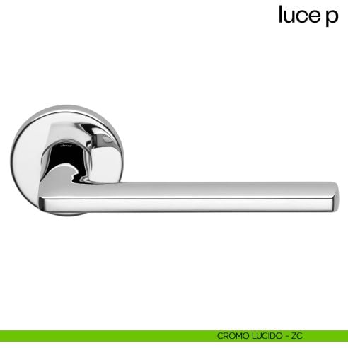 Maniglia per porta Luce P dnd handles con rosetta tonda cromo lucido