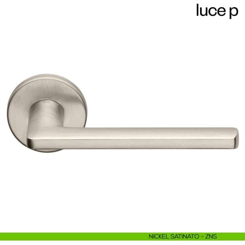 Maniglia per porta Luce P dnd handles con rosetta tonda nickel satinato
