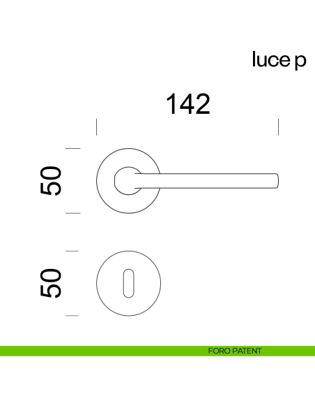 Maniglia per porta Luce P dnd handles con rosetta tonda foro patent
