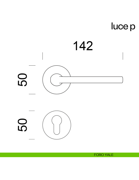 Maniglia per porta Luce P dnd handles con rosetta tonda foro yale