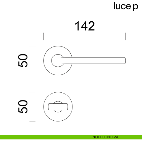 Maniglia per porta Luce P dnd handles con rosetta tonda nottolino wc