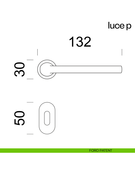 Maniglia per porta Luce P dnd handles con rosetta minimale Unico foro patent
