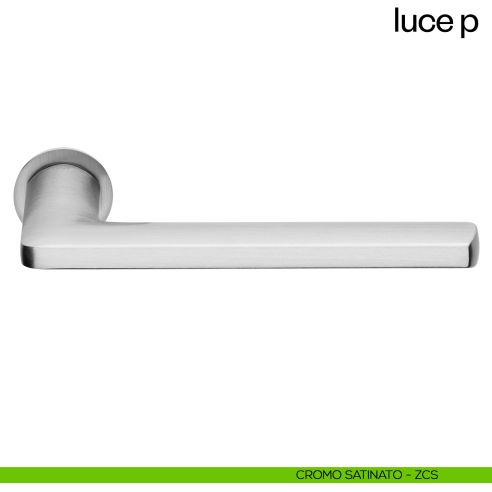 Maniglia per porta Luce P dnd handles con rosetta minimale Unico cromo satinato