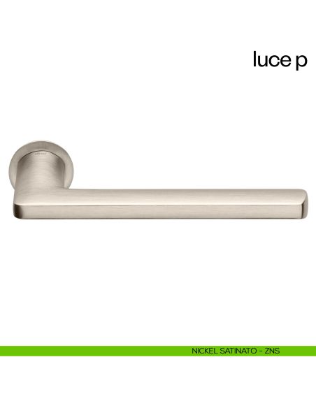 Maniglia per porta Luce P dnd handles con rosetta minimale Unico nickel lucido
