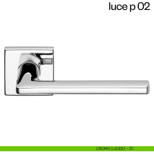 Maniglia per porta Luce P 02 dnd handles con rosetta quadrata cromo lucido