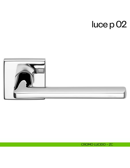 Maniglia per porta Luce P 02 dnd handles con rosetta quadrata cromo lucido