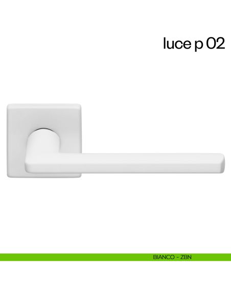 Maniglia per porta Luce P 02 dnd handles con rosetta quadrata bianco