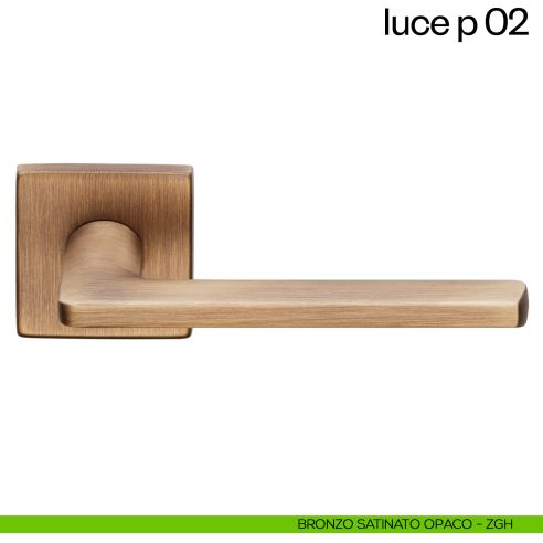 Maniglia per porta Luce P 02 dnd handles con rosetta quadrata bronzo satinato opaco