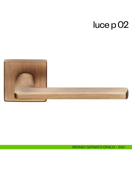 Maniglia per porta Luce P 02 dnd handles con rosetta quadrata bronzo satinato opaco