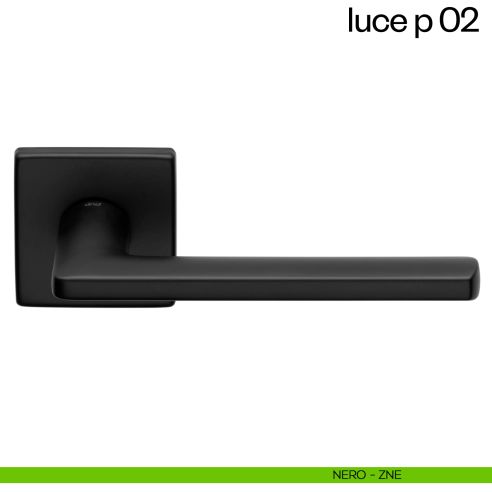 Maniglia per porta Luce P 02 dnd handles con rosetta quadrata nero opaco