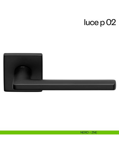 Maniglia per porta Luce P 02 dnd handles con rosetta quadrata nero opaco