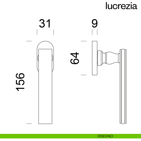 Maniglia per finestra martellina DK Lucrezia dnd disegno